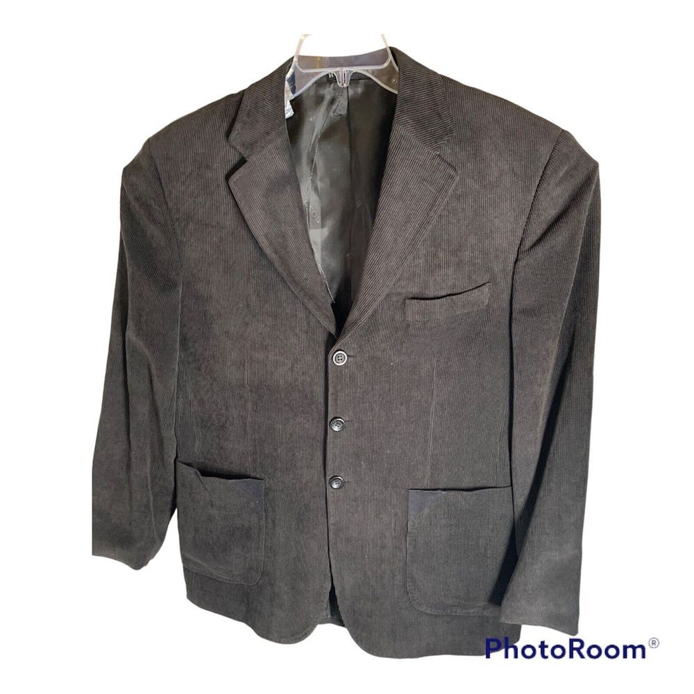 Hugo Boss Vintage Blk Corduroy with Suede Elbow Patches‎ Western Style Size 52